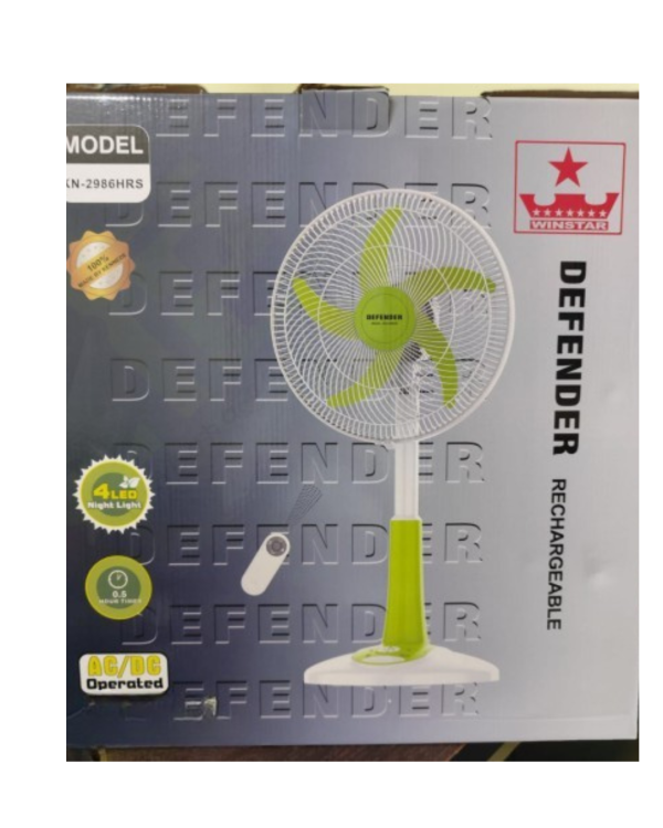 Remote Control Rechargeable Fan, 16 Inch Defender 2986HRS